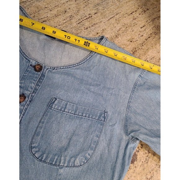 Blue Buttoned Puff Sleeve Sundress - Picture 5 of 15